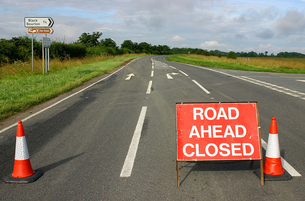 Road closed near Bampton