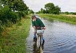 Cyclist in floods near Clanfield
